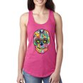 thumbnail image 1 of Wild Bobby, Dean Russo Colorful Sugar Skull Streetwear Women Racerback Tank Top, Raspberry, X-Large, 1 of 5