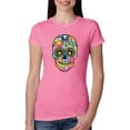 thumbnail image 1 of Wild Bobby Dean Russo Colorful Sugar Skull Streetwear Women Slim Fit Junior Tee, Hot Pink, Medium, 1 of 5