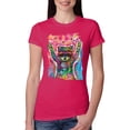 thumbnail image 1 of Dean Russo Cosmic Trash Panda Animal Lover Womens Slim Fit Junior Tee, Raspberry, Small, 1 of 6