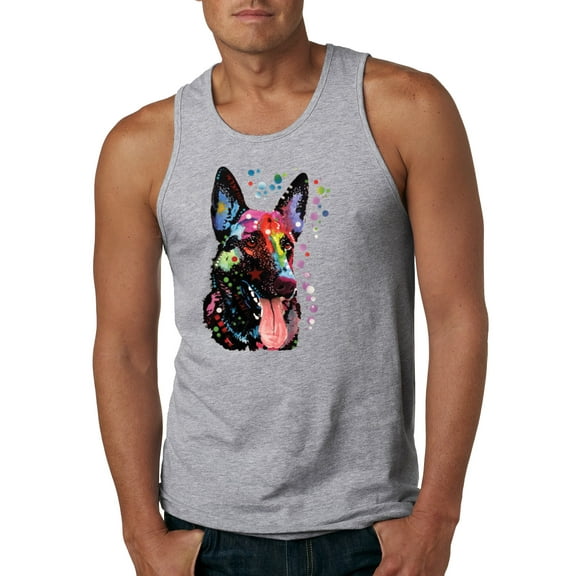 Wild Bobby Dean Russo German Shepherd Dog Lover Men Graphic Tank Top, Heather Grey, X-Large