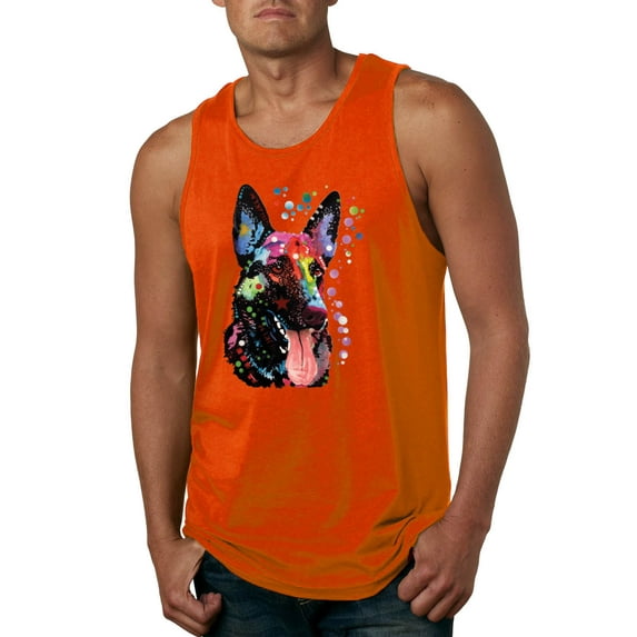 Wild Bobby Dean Russo German Shepherd Dog Lover Men Graphic Tank Top, Orange, XX-Large
