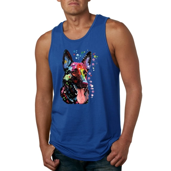 Wild Bobby Dean Russo German Shepherd Dog Lover Men Graphic Tank Top, Royal, X-Large