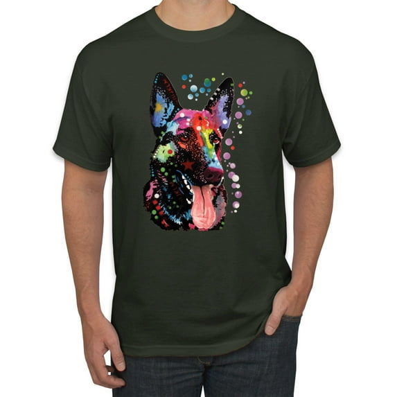 Wild Bobby Dean Russo German Shepherd Dog Lover Men Graphic Tee, Forest Green, X-Large