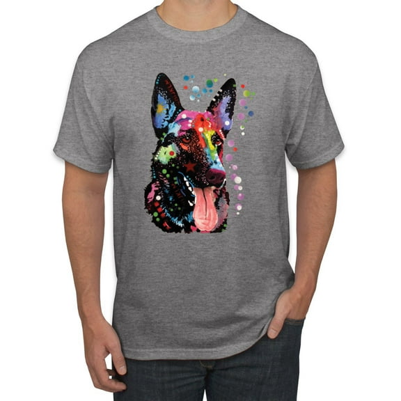 Wild Bobby Dean Russo German Shepherd Dog Lover Men Graphic Tee, Heather Grey, X-Large
