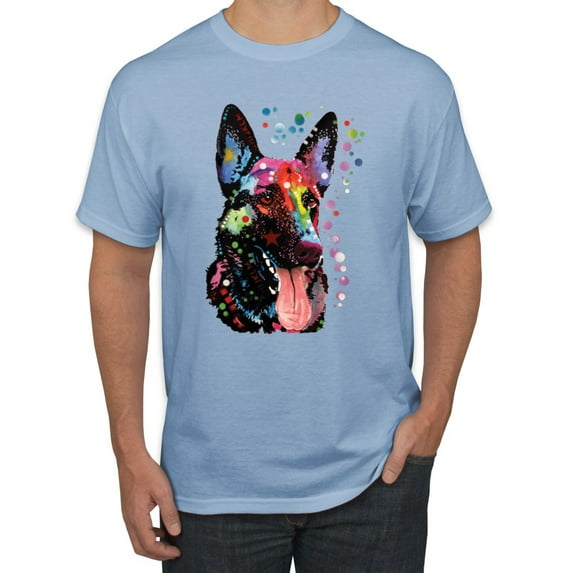 Wild Bobby Dean Russo German Shepherd Dog Lover Men Graphic Tee, Light Blue, 4X-Large