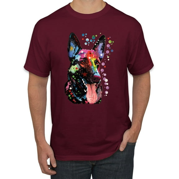 Wild Bobby Dean Russo German Shepherd Dog Lover Men Graphic Tee, Maroon, Medium