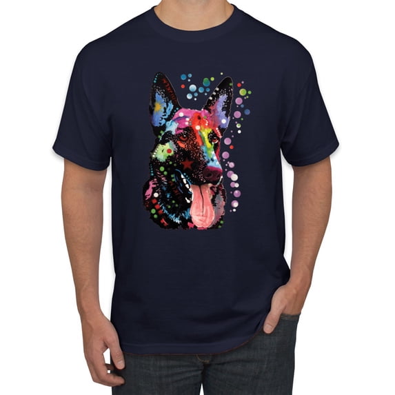 Wild Bobby Dean Russo German Shepherd Dog Lover Men Graphic Tee, Navy, X-Large