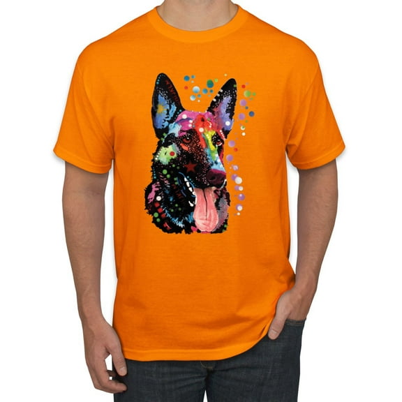 Wild Bobby Dean Russo German Shepherd Dog Lover Men Graphic Tee, Orange, Medium
