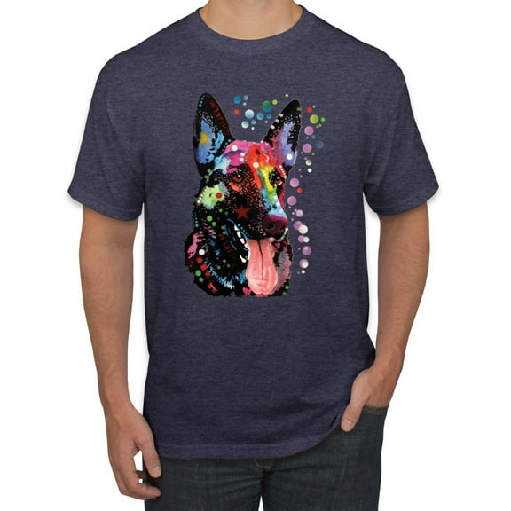 Wild Bobby Dean Russo German Shepherd Dog Lover Men Graphic Tee, Vintage Heather Navy, Small