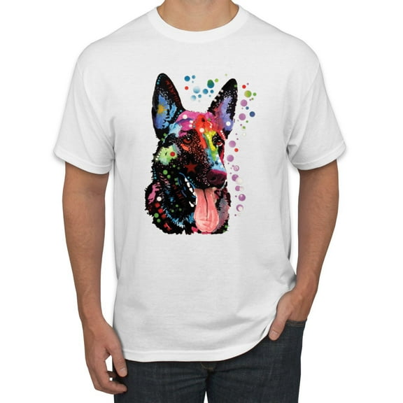 Wild Bobby Dean Russo German Shepherd Dog Lover Men Graphic Tee, White, 4X-Large