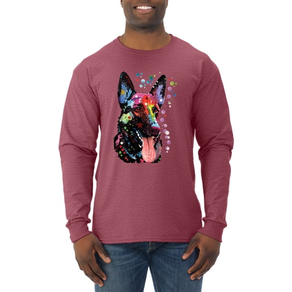 Wild Bobby Dean Russo German Shepherd Dog Lover Men Long Sleeve Shirt, Vintage Heather Red, XX-Large