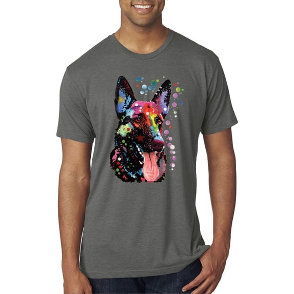 Wild Bobby Dean Russo German Shepherd Dog Lover Men Premium Tri Blend Tee, Dark Heather, Large