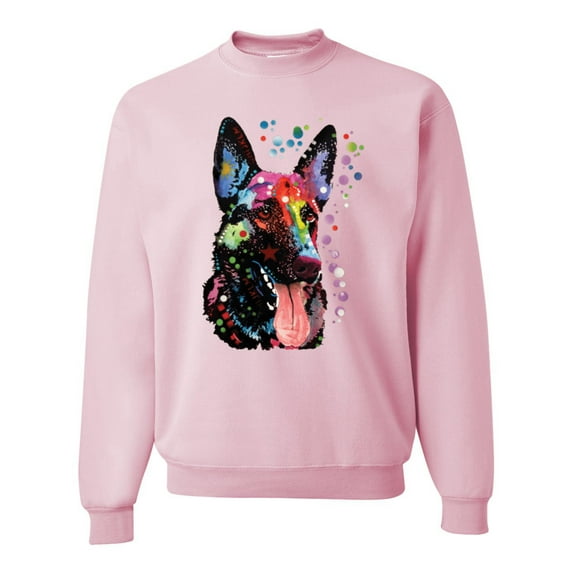 Wild Bobby, Dean Russo German Shepherd Dog Lover Unisex Crewneck Graphic Sweatshirt, Light Pink, Small