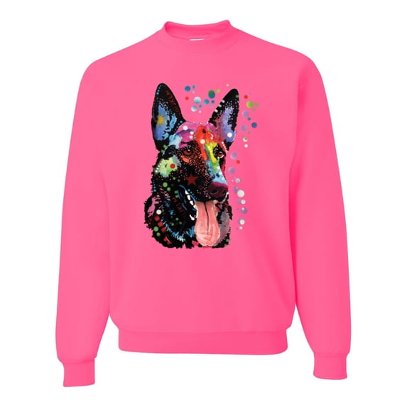 Wild Bobby Dean Russo German Shepherd Dog Lover Unisex Crewneck Graphic Sweatshirt, Neon Pink, 3X-Large