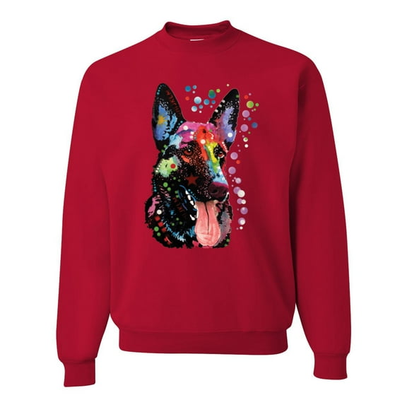 Wild Bobby Dean Russo German Shepherd Dog Lover Unisex Crewneck Graphic Sweatshirt, Red, X-Large