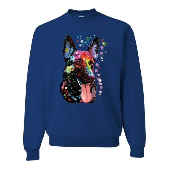 Wild Bobby Dean Russo German Shepherd Dog Lover Unisex Crewneck Graphic Sweatshirt, Royal, 3X-Large