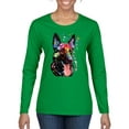 thumbnail image 1 of Wild Bobby Dean Russo German Shepherd Dog Lover Women Graphic Long Sleeve Tee, Kelly, XX-Large, 1 of 5