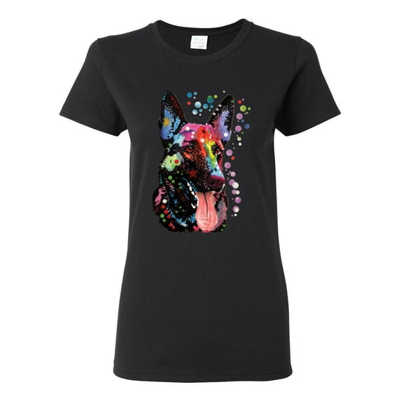 Wild Bobby Dean Russo German Shepherd Dog Lover Women Graphic Tee, Black, Small