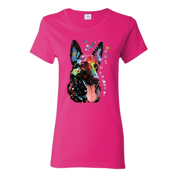 Wild Bobby Dean Russo German Shepherd Dog Lover Women Graphic Tee, Fuschia, XX-Large