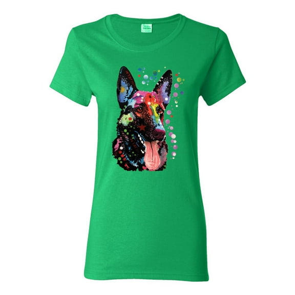 Wild Bobby Dean Russo German Shepherd Dog Lover Women Graphic Tee, Kelly, Medium