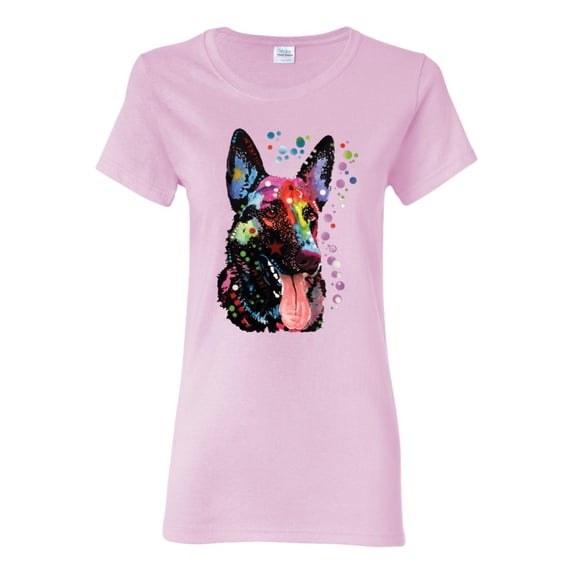 Wild Bobby Dean Russo German Shepherd Dog Lover Women Graphic Tee, Light Pink, 3X-Large