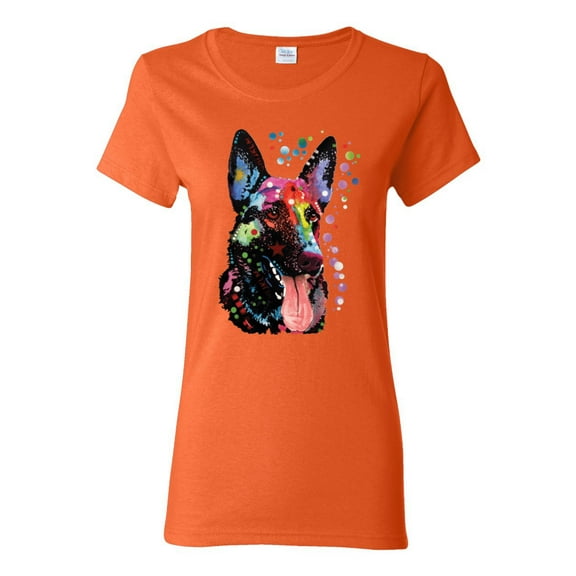 Wild Bobby Dean Russo German Shepherd Dog Lover Women Graphic Tee, Orange, XX-Large