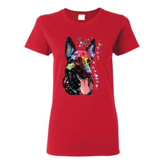 Wild Bobby Dean Russo German Shepherd Dog Lover Women Graphic Tee, Red, Small