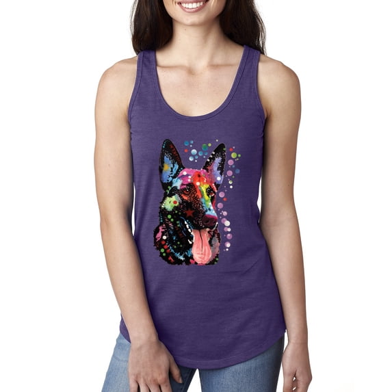 Wild Bobby Dean Russo German Shepherd Dog Lover Women Racerback Tank Top, Purple Rush, Medium