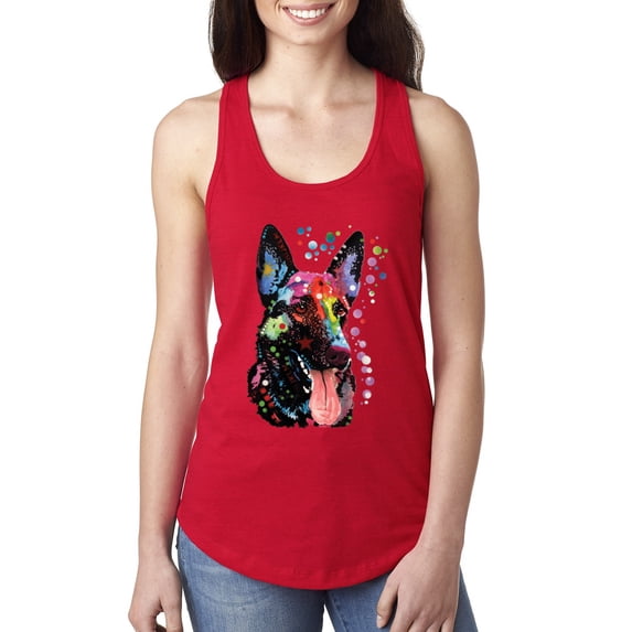 Wild Bobby Dean Russo German Shepherd Dog Lover Women Racerback Tank Top, Red, X-Large