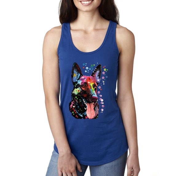 Wild Bobby Dean Russo German Shepherd Dog Lover Women Racerback Tank Top, Royal, X-Large