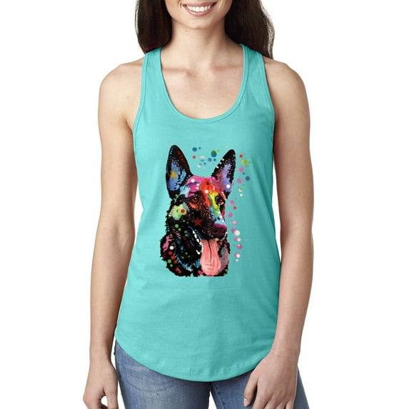 Wild Bobby Dean Russo German Shepherd Dog Lover Women Racerback Tank Top, Tahiti Blue, Small