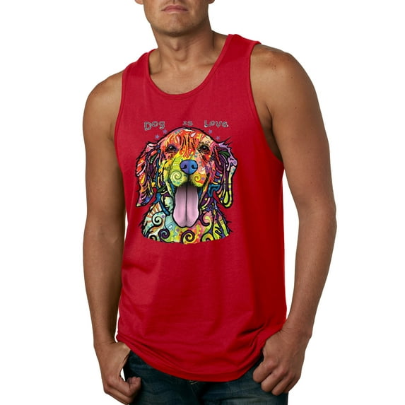 Wild Bobby Dean Russo Golden Retriever Is Love Dog Is Love Dog Lover Men Graphic Tank Top, Red, 3X-Large