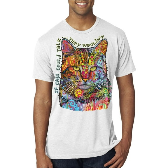 Wild Bobby, Dean Russo If Cats Could Talk Cat Lover Mens Premium Tri Blend T-Shirt, Heather White, XX-Large