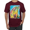 thumbnail image 1 of Wild Bobby Dean Russo Neon Colorfu Dolphin Animal Lover Men Graphic Tee, Maroon, X-Large, 1 of 5