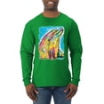 thumbnail image 1 of Wild Bobby Dean Russo Neon Colorfu Dolphin Animal Lover Men Long Sleeve Shirt, Kelly, 3X-Large, 1 of 5