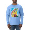 thumbnail image 1 of Wild Bobby Dean Russo Neon Colorfu Dolphin Animal Lover Men Long Sleeve Shirt, Light Blue, 3X-Large, 1 of 5
