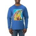 thumbnail image 1 of Wild Bobby Dean Russo Neon Colorfu Dolphin Animal Lover Men Long Sleeve Shirt, Royal, Medium, 1 of 5