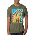 thumbnail image 1 of Wild Bobby Dean Russo Neon Colorfu Dolphin Animal Lover Men Premium Tri Blend Tee, Military Green, Medium, 1 of 5