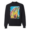 thumbnail image 1 of Wild Bobby Dean Russo Neon Colorfu Dolphin Animal Lover Unisex Crewneck Graphic Sweatshirt, Black, Small, 1 of 5