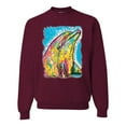 thumbnail image 1 of Wild Bobby Dean Russo Neon Colorfu Dolphin Animal Lover Unisex Crewneck Graphic Sweatshirt, Maroon, Medium, 1 of 5