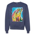 thumbnail image 1 of Wild Bobby Dean Russo Neon Colorfu Dolphin Animal Lover Unisex Crewneck Graphic Sweatshirt, Vintage Heather Navy, Small, 1 of 5