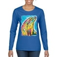 thumbnail image 1 of Wild Bobby Dean Russo Neon Colorfu Dolphin Animal Lover Women Graphic Long Sleeve Tee, Royal, Medium, 1 of 5