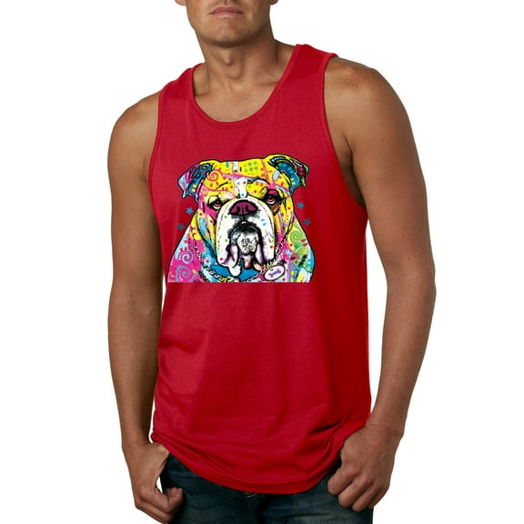 Wild Bobby Dean Russo Neon Colorful Pug Dog The Bulldog Dog Lover Men Graphic Tank Top, Red, Small