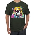 thumbnail image 1 of Wild Bobby Dean Russo Neon Colorful Pug Dog The Bulldog Dog Lover Men Graphic Tee, Forest Green, XX-Large, 1 of 5