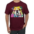 thumbnail image 1 of Wild Bobby Dean Russo Neon Colorful Pug Dog The Bulldog Dog Lover Men Graphic Tee, Maroon, 4X-Large, 1 of 5