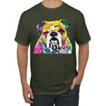 thumbnail image 1 of Wild Bobby Dean Russo Neon Colorful Pug Dog The Bulldog Dog Lover Men Graphic Tee, Military Green, 3X-Large, 1 of 5