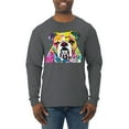 thumbnail image 1 of Wild Bobby Dean Russo Neon Colorful Pug Dog The Bulldog Dog Lover Men Long Sleeve Shirt, Charcoal, 3X-Large, 1 of 5