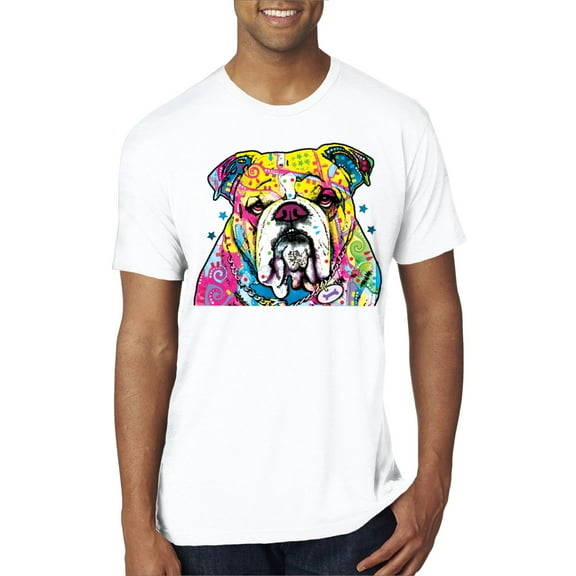 Wild Bobby Dean Russo Neon Colorful Pug Dog The Bulldog Dog Lover Men Premium Tri Blend Tee, True White, Small