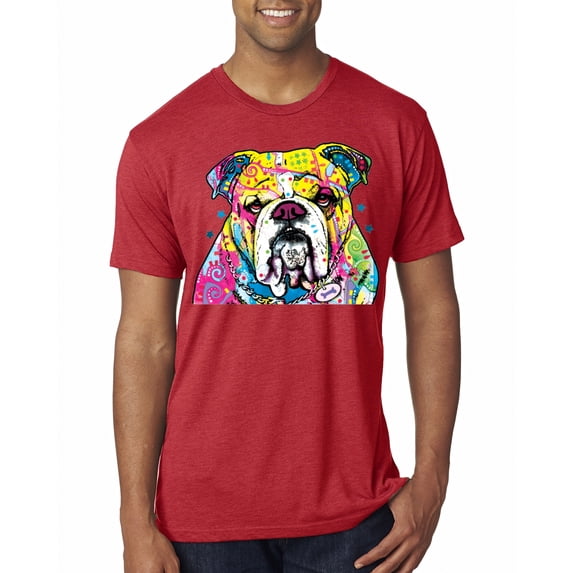 Wild Bobby Dean Russo Neon Colorful Pug Dog The Bulldog Dog Lover Men Premium Tri Blend Tee, Vintage Red, XX-Large