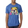 thumbnail image 1 of Wild Bobby Dean Russo Neon Colorful Pug Dog The Bulldog Dog Lover Men Premium Tri Blend Tee, Vintage Royal, Large, 1 of 5